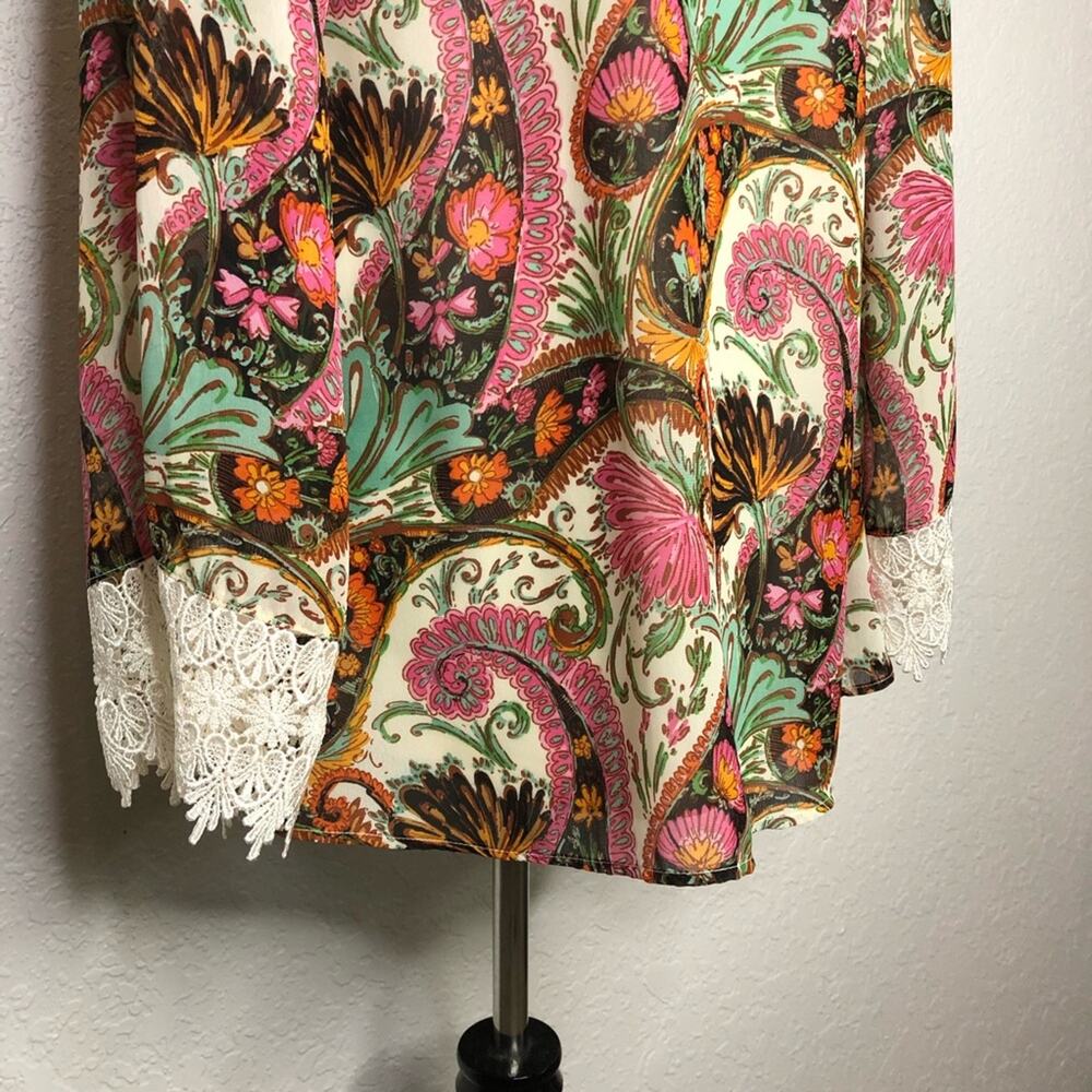 Show Me Your Mumu Mal cream brown pink paisley print boho top Extra Small XS - Picture 10 of 12
